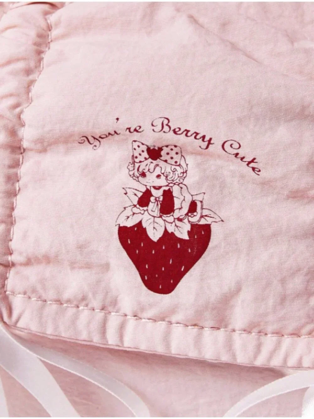 Kawaii Strawberry Girl Pink Quilted Makeup Bag Bow Cosmetic Pouch Cute Pencil